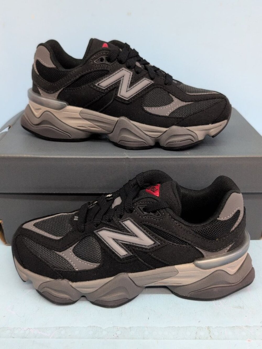 New Balance 9060 Lace Sneakers Big Kids Athletic Shoes US 4 Black Grey GC9060BK
